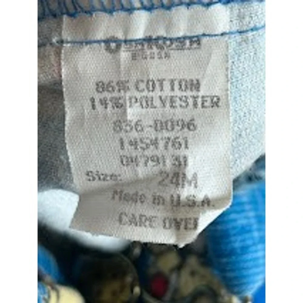 Vintage OshKosh‎ Kids Corduroy Overalls Blue Bear Tree Print Adjustable Straps